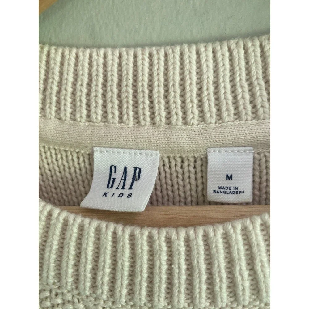 Gap Cream Cable Knit Sweater Dress Girl's M Preppy Winter Snowy Holiday Cozy